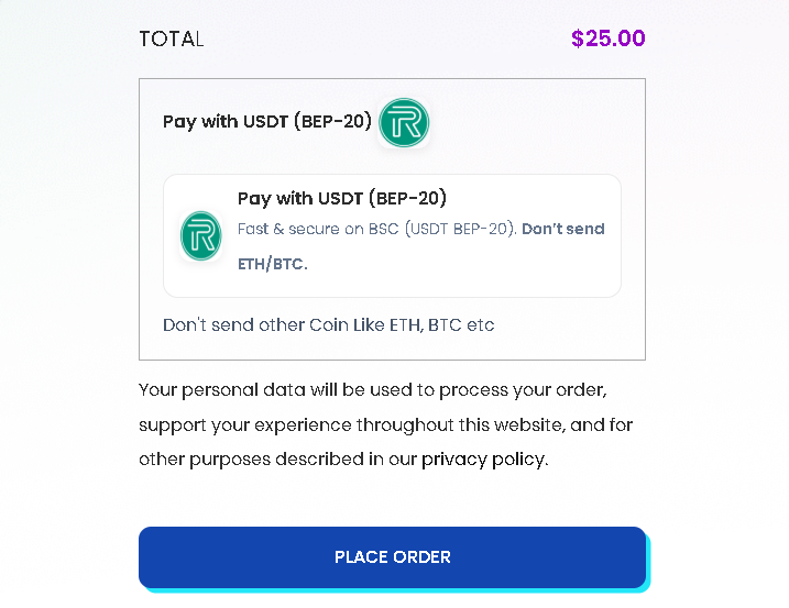 WooCommerce checkout with RazCrypto payment option